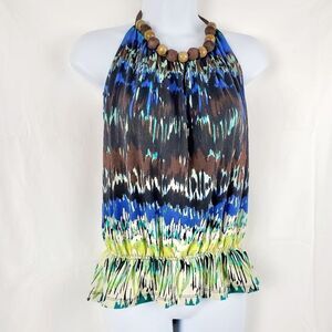 Maurices MEDIUM wooden beads Halter Top